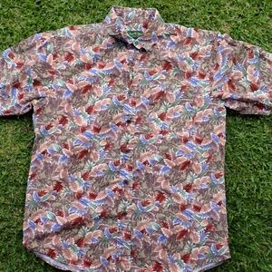 David Taylor Collection Aloha Hawaiian Cotton Shirt Size Medium Men's Brown S/S